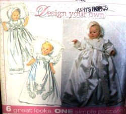 7488 6 GR8 BABY CHRISTENING GOWN,COAT,BONNET,COLLAR PATTERN NB-L